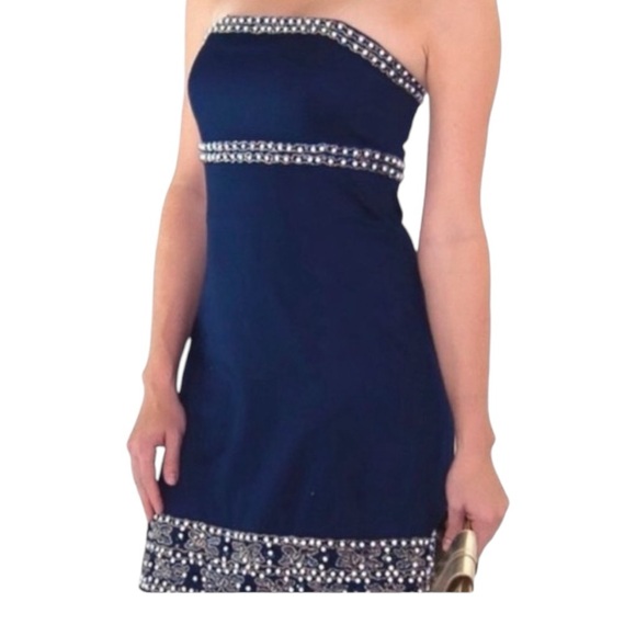 LILLY PULITZER BOWEN BEADED STRAPLESS PARTY COCKTAIL DRESS. WOMEN’S SIZE 12 - Picture 1 of 10